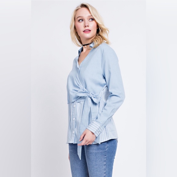 Blue linen top - Picture 2 of 8